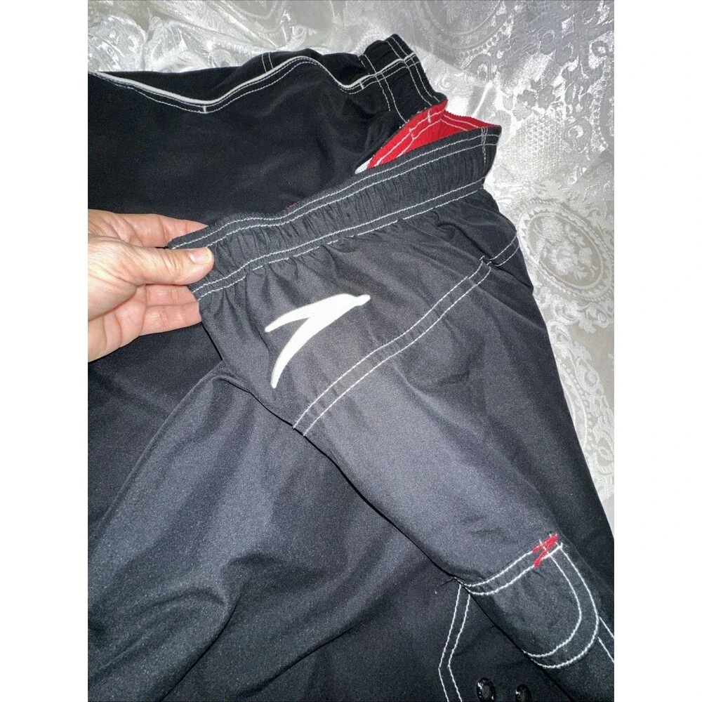 Speedo Swim Trunks Mens Board Shorts Mesh Brief Lined Black XL